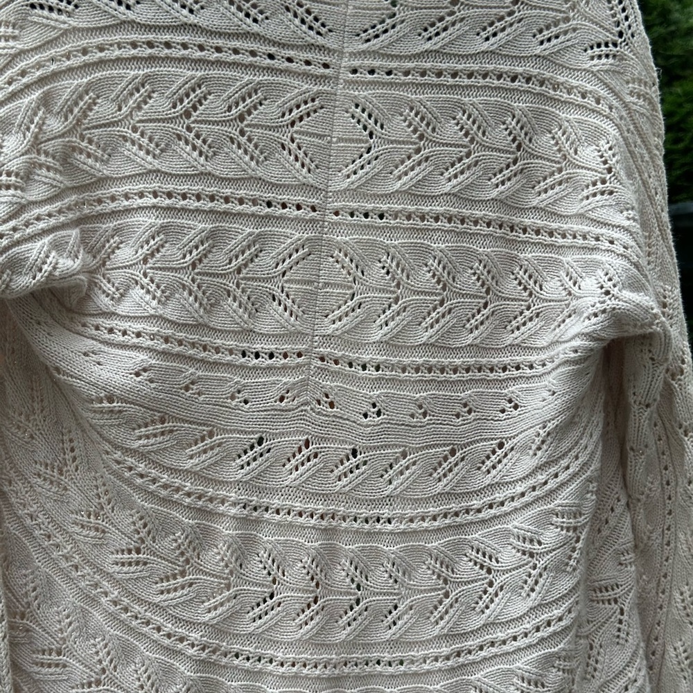 CAbi Cable Knit Cotton Cream Sweater - Picture 7 of 11